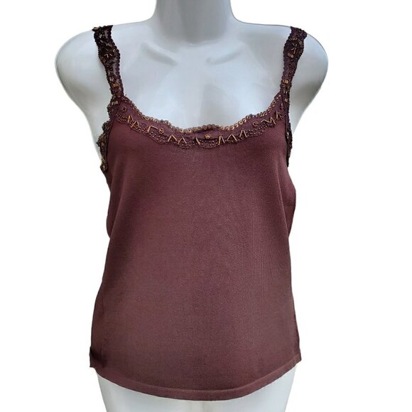 ALBERTO MAKALI EMBROIDERED TRIM TANK - Picture 1 of 6